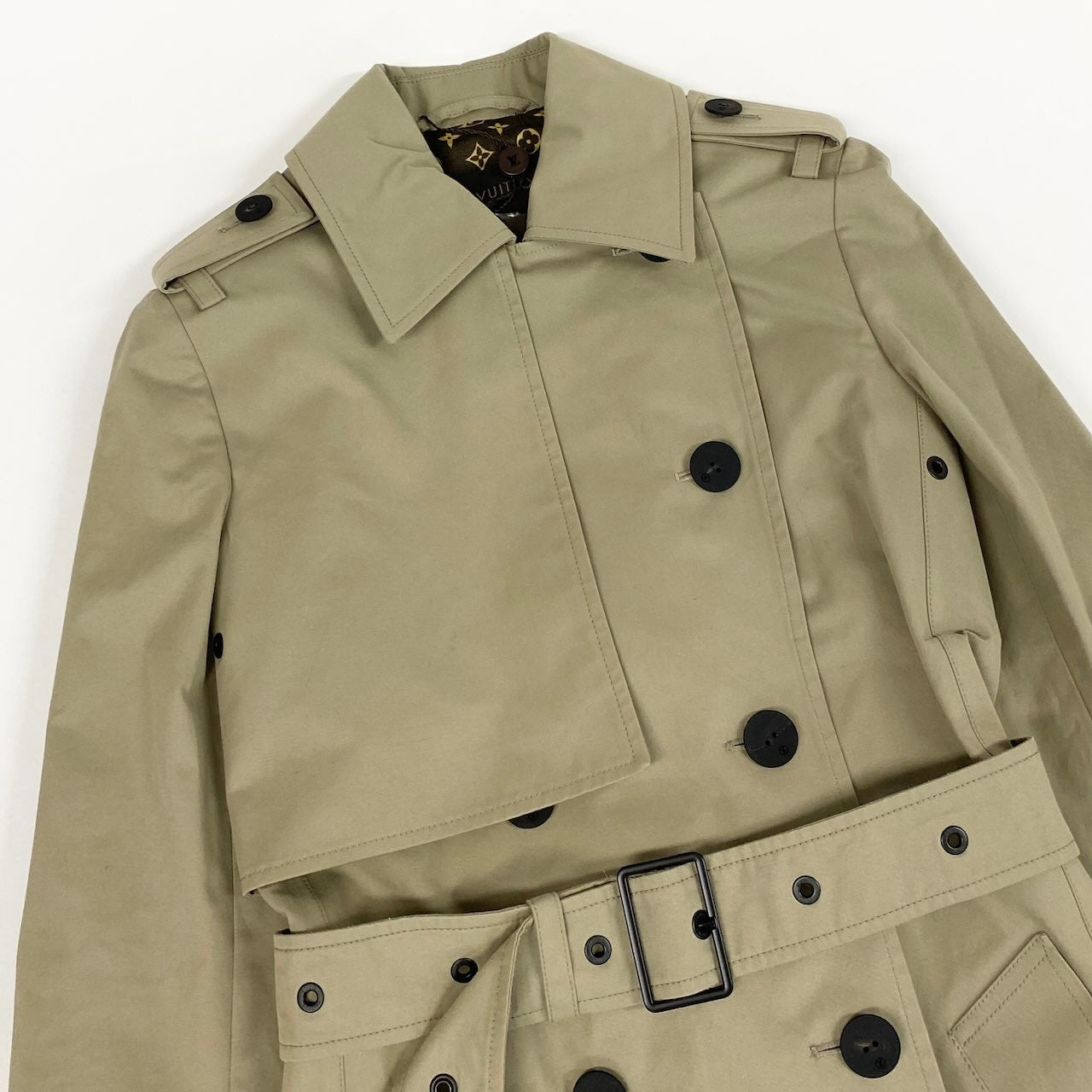 Ic31 《未使用品》 LOUIS VUITTON ルイヴィトン 裏地モノグラム トレンチコート Monogram Lining Trench Coat サイズ34 ベージュ タグ付t18r