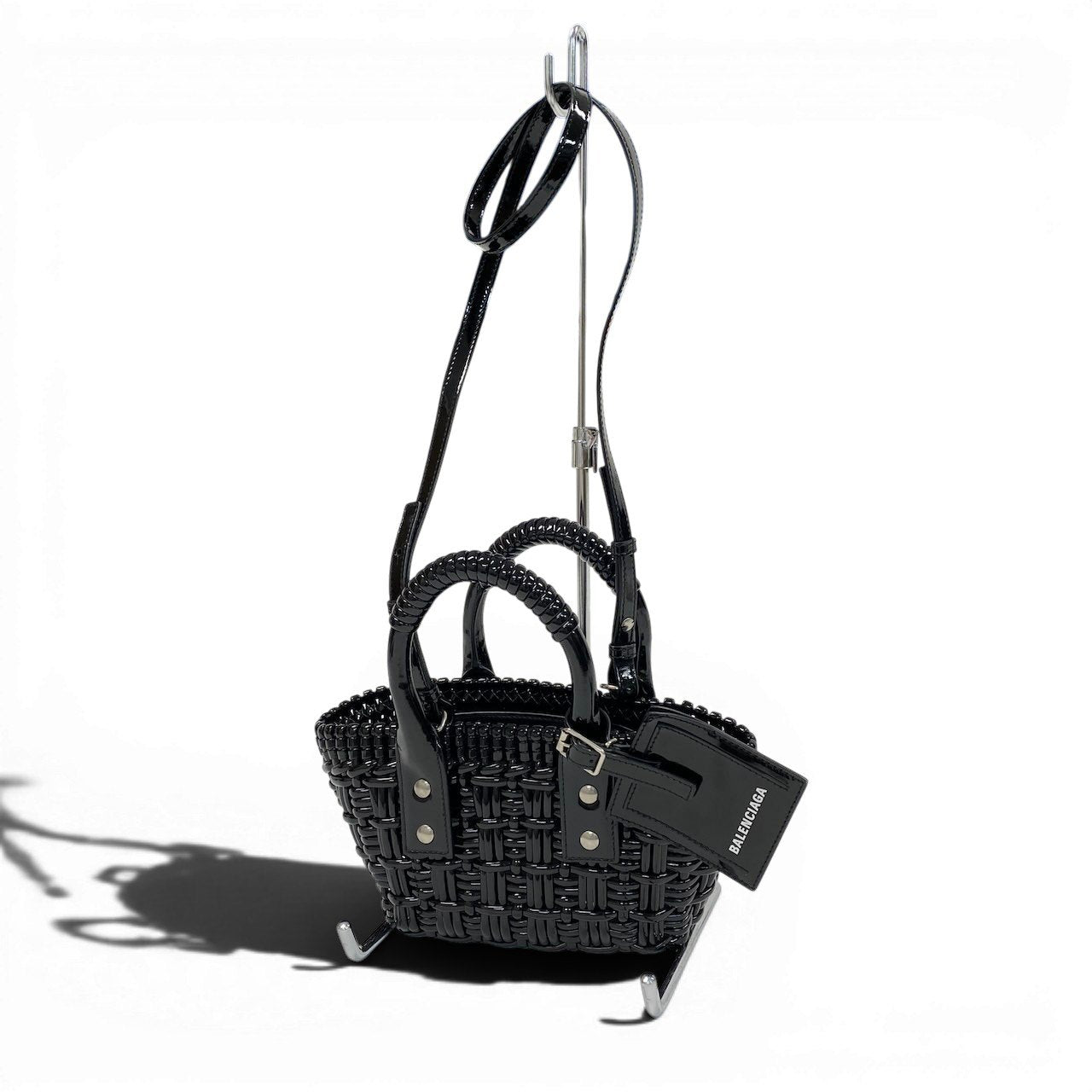 e4 《極美品》 BALENCIAGA バレンシアガ 2WAY ビストロ XXS バスケットバッグ ブラック Bistro Basket Bag Blackt18r