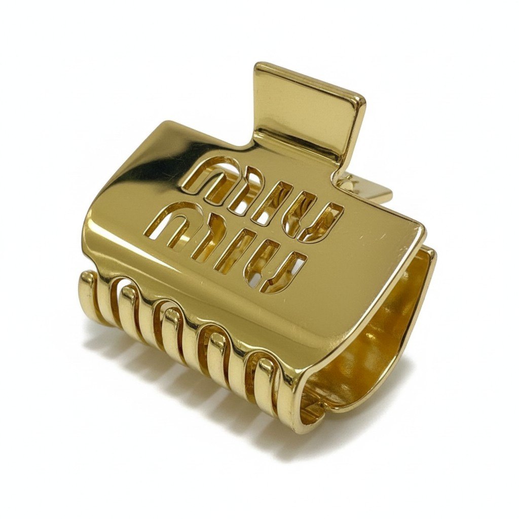 c4 【美品】miu miu ミュウミュウ ゴールド メタル ヘアクリップ レディース 女性用 ヘアアクセサリーta1