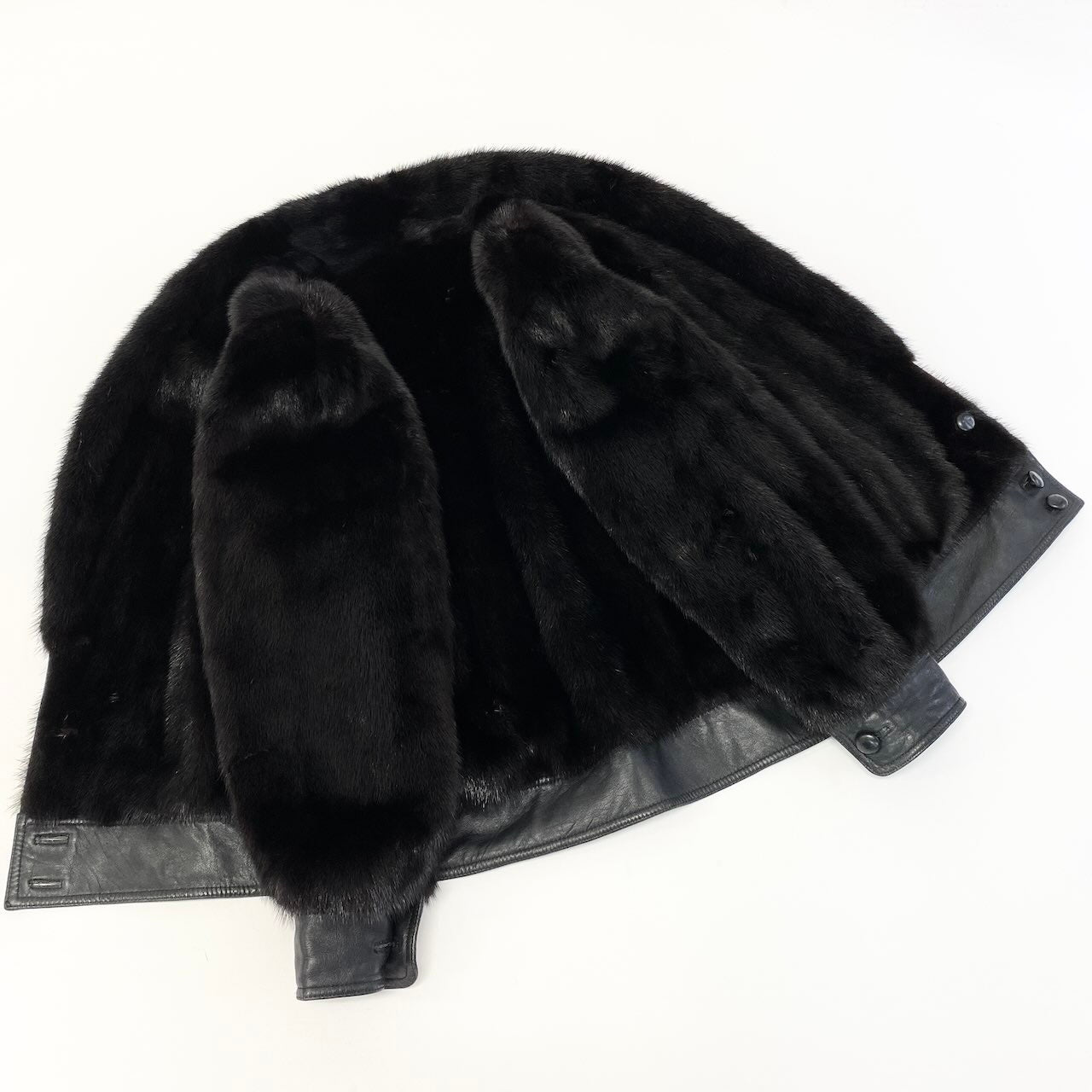 44c21 MG Sable Fur リバーシブル ダークミンクファー コート ラムレザー サイズF ブラック 本毛皮 × 羊革 Reversible Mink Fur Coatt18r