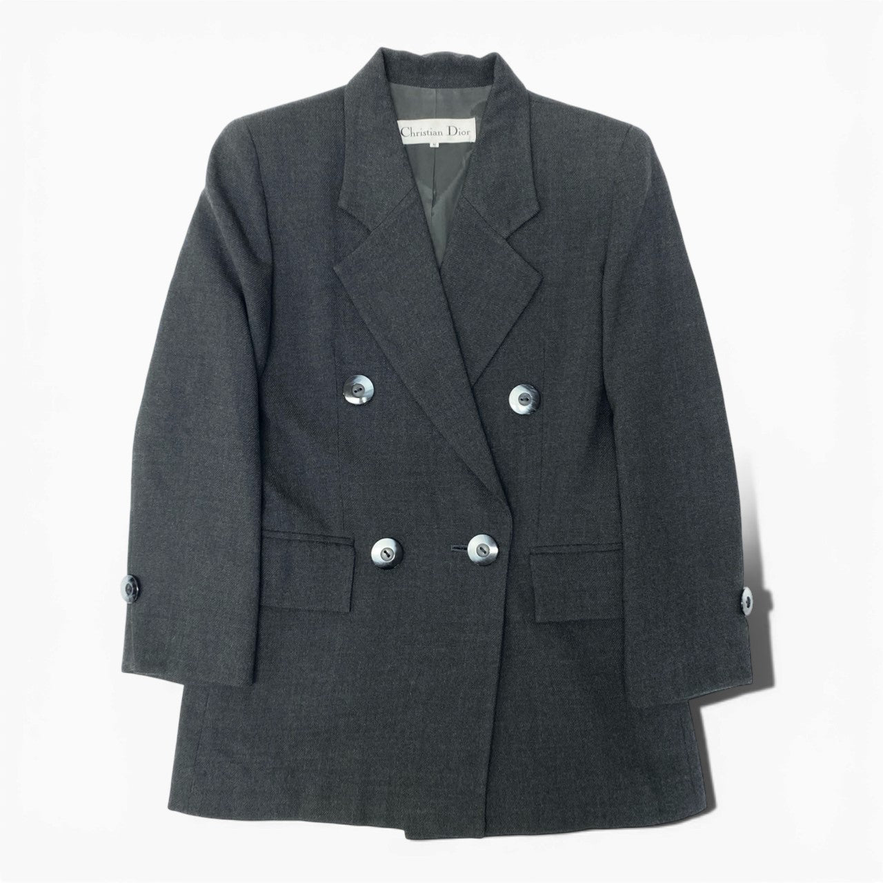 Ec5 Christian Dior クリスチャンディオール ダブルブレストテーラードジャケット ウールジャケット ブレザー Mサイズ ダークグレー レディース 女性用o07t