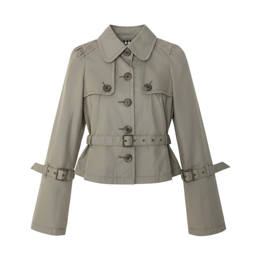 Eh10 BURBERRY LONDON BLUE LABEL バーバリーロンドン ブルーレーベル トレンチジャケット 裏地ノバチェック サイズ36 カーキ コットン100％ レディースo07t
