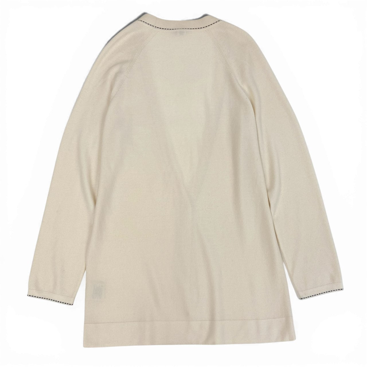 33a26 HERMES エルメス ニットセーター カーディガン トップス ロゴプレート ステッチデザイン イタリア製 38サイズ アイボリー ウール100％ レディースo07t