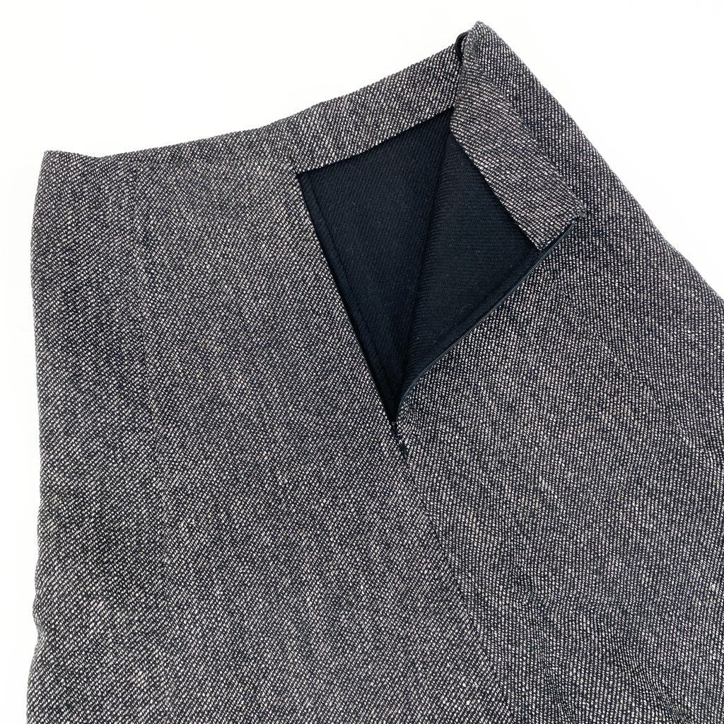 79L15 CELINE セリーヌ フィッシュテールスカート ミドル丈 メランジ バックジップ 38 ブラック レディース 女性用u02t