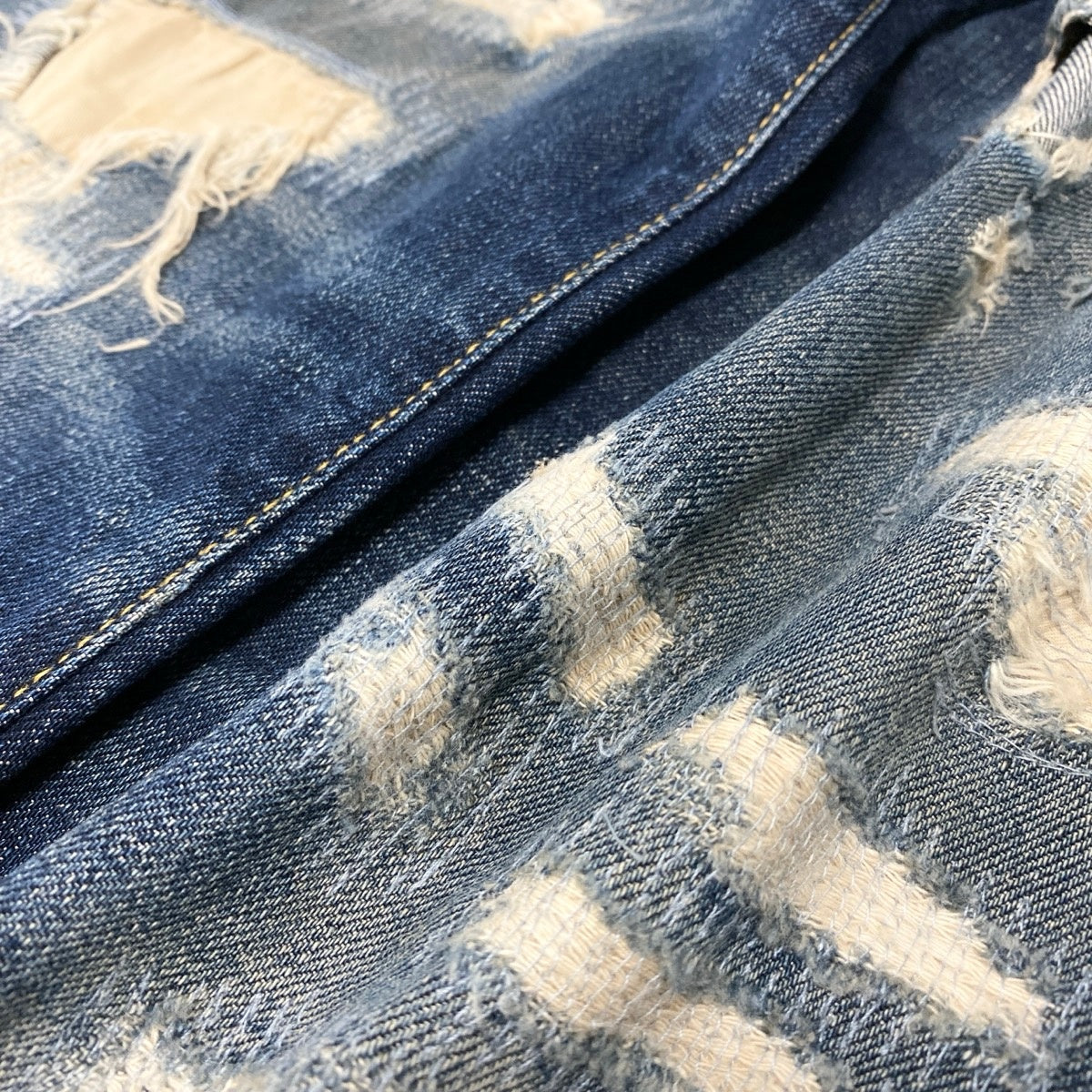 31h18 DOLCE＆GABBAN ドルチェアンドガッバーナ  デニムパンツ 14stretch ジーンズ イタリア製 ダメージ加工 ロゴプレート 48 インディゴブルー コットン100％ メンズ 男性用o07t