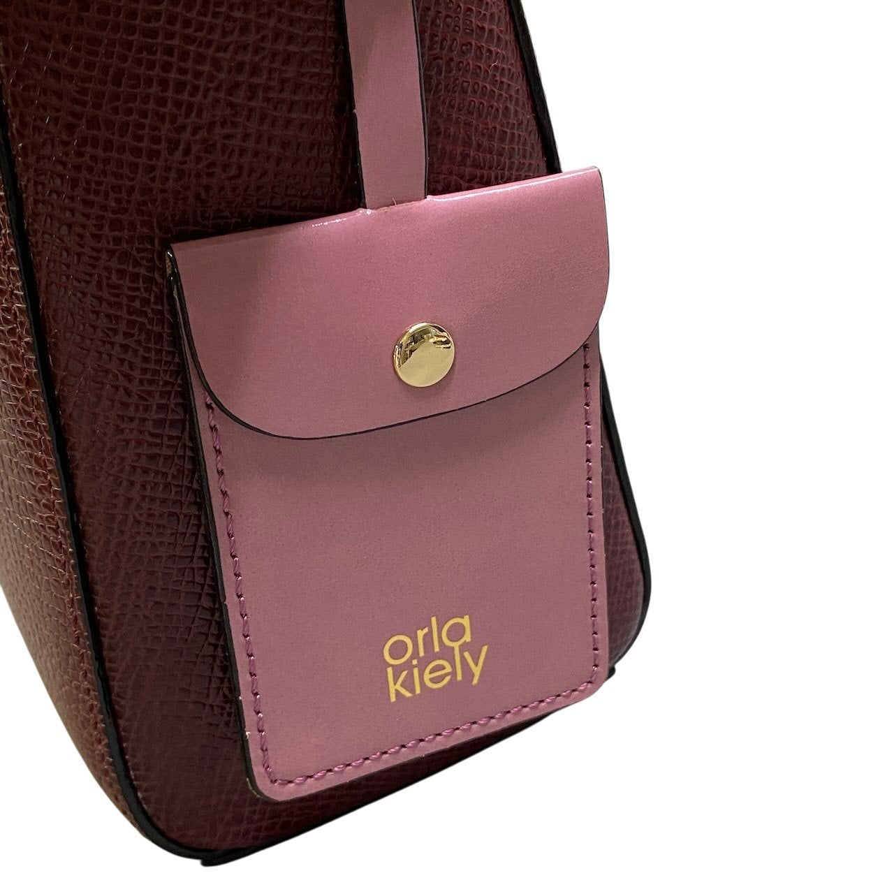 Be16 《極美品》 Orla Kiely オーラカイリー 2WAY レザーショルダーバッグ  ボルドー 本革 パンチング加工 カバン ハンドバッグt18r