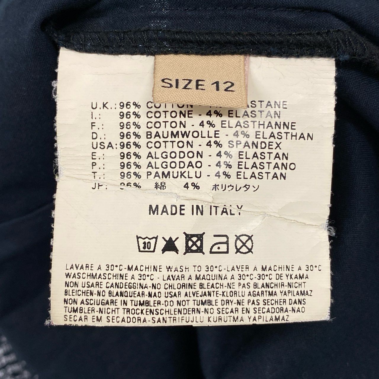 65b10【美品】John Galliano ジョンガリアーノ ヴィンテージ ロングスリーブボタンダウンシャツ  ニュースペーパー柄 12サイズ ブラック ホワイト メンズ 男性用k02i