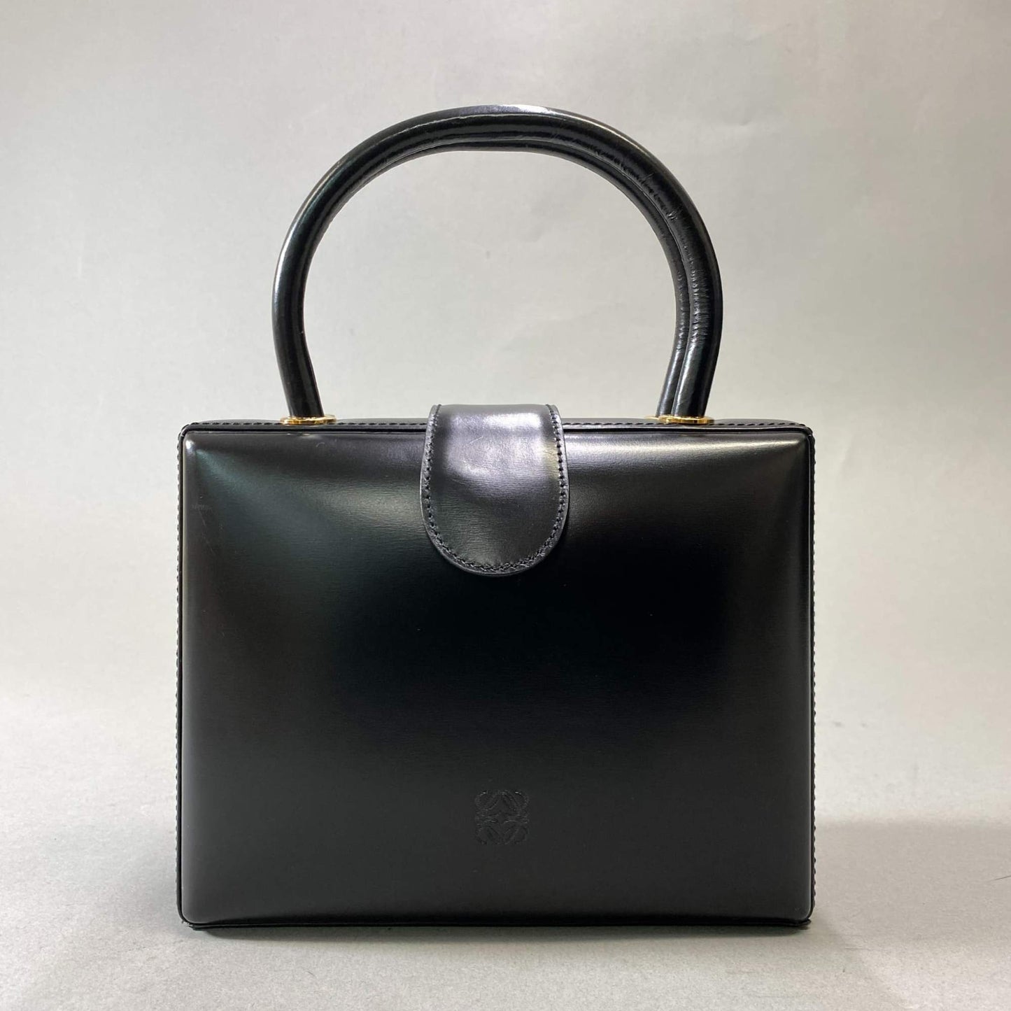 AL10 【美品】LOEWE ロエベ vintage ヴィンテージ ハンドバッグ アナグラムロゴ ブラック レザー handbag vintage レディース 鞄k02i