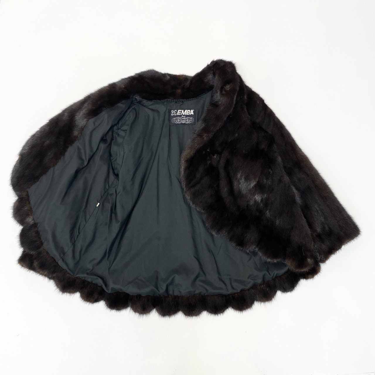 42b27 EMBA エンバ サークル型 デミバフミンク ファーコート サイズ13 ブラウン 本毛皮 フリルデザイン Circle Mink Fur Coatt18r
