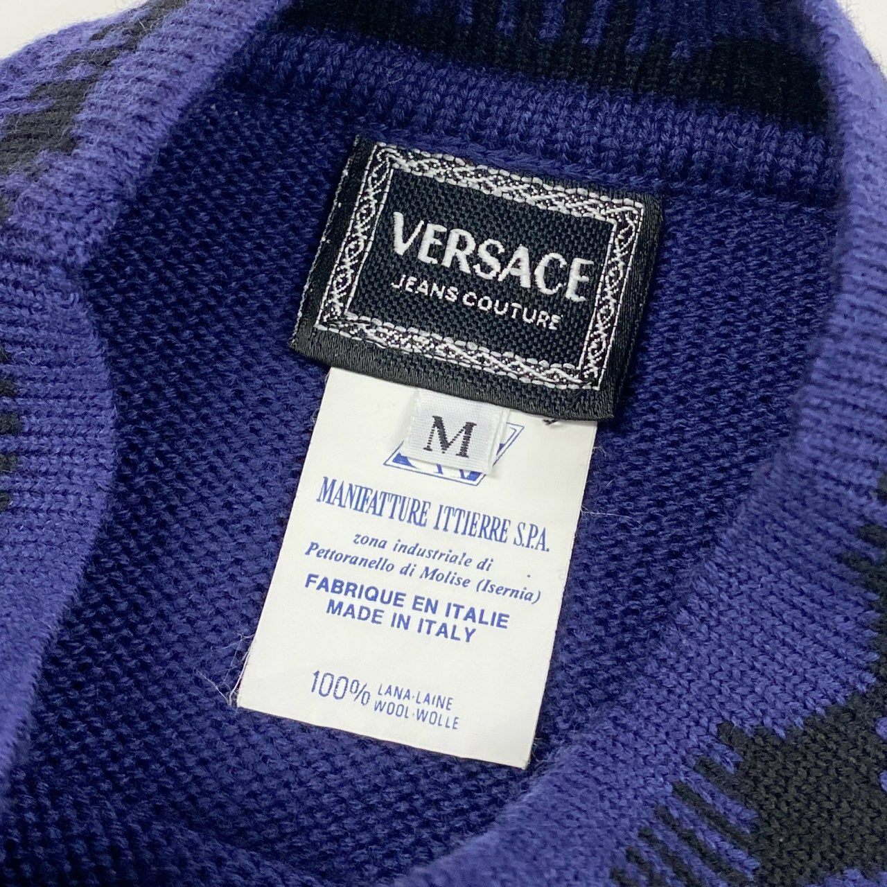 2L27 Vintage Versace ヴィンテージ ヴェルサーチ Medusa メデューサ Bottleneck Knit Sweater ボトルネック ニットセーター Size M メンズ 男性用k02i
