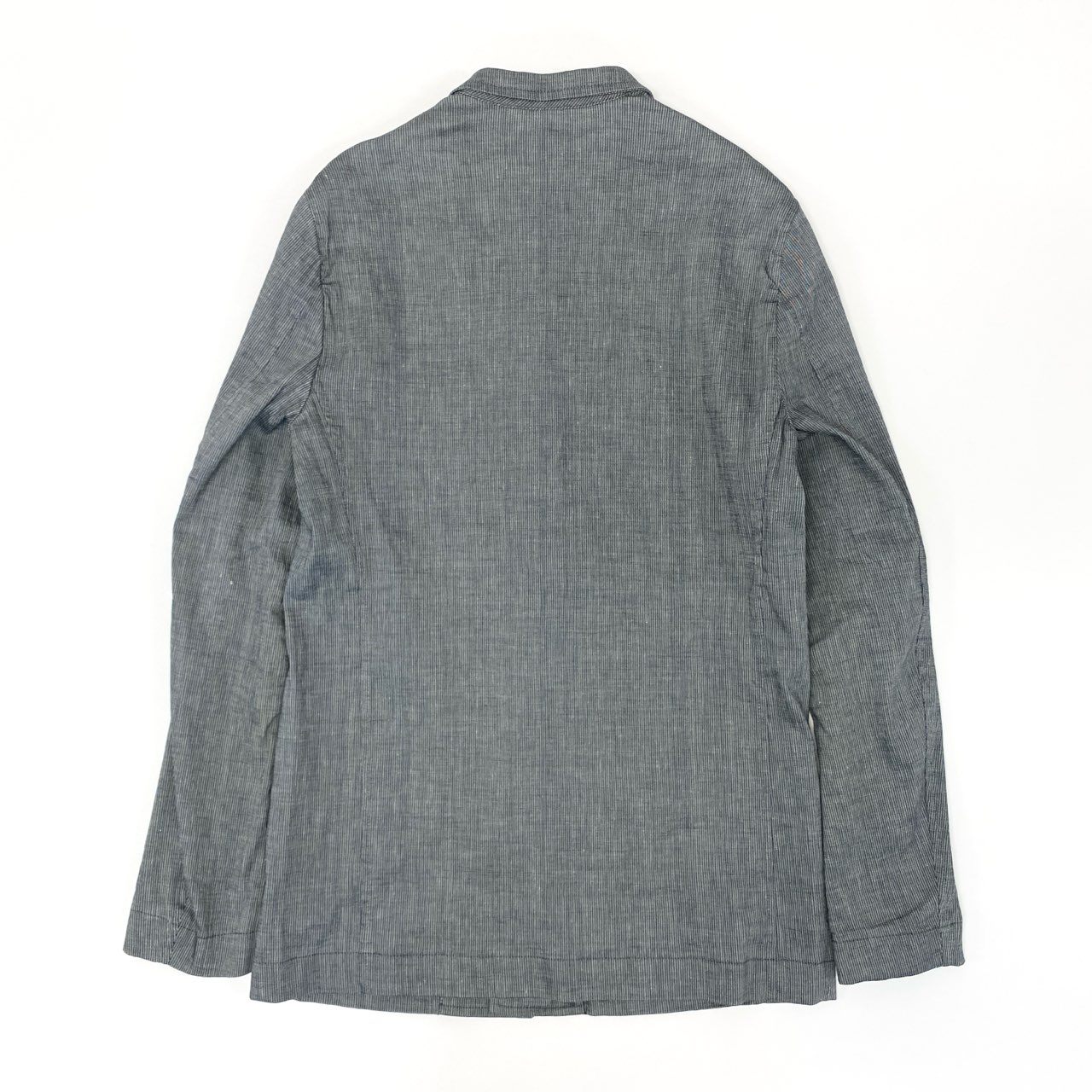 61k28 GIORGIO ARMANI ジョルジオアルマーニ 薄手ジャケット  ロング丈ジャケット リネン混紡 48 グレー ブルー メンズu02t