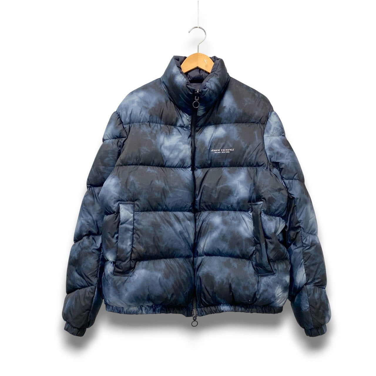 69c2 ARMANI EXCHANGE アルマーニエクスチェンジ リバーシブル ダウンジャケット ジャンパー 2way ダブルジップ メンズ 紳士服 Lサイズ ネイビーu02t