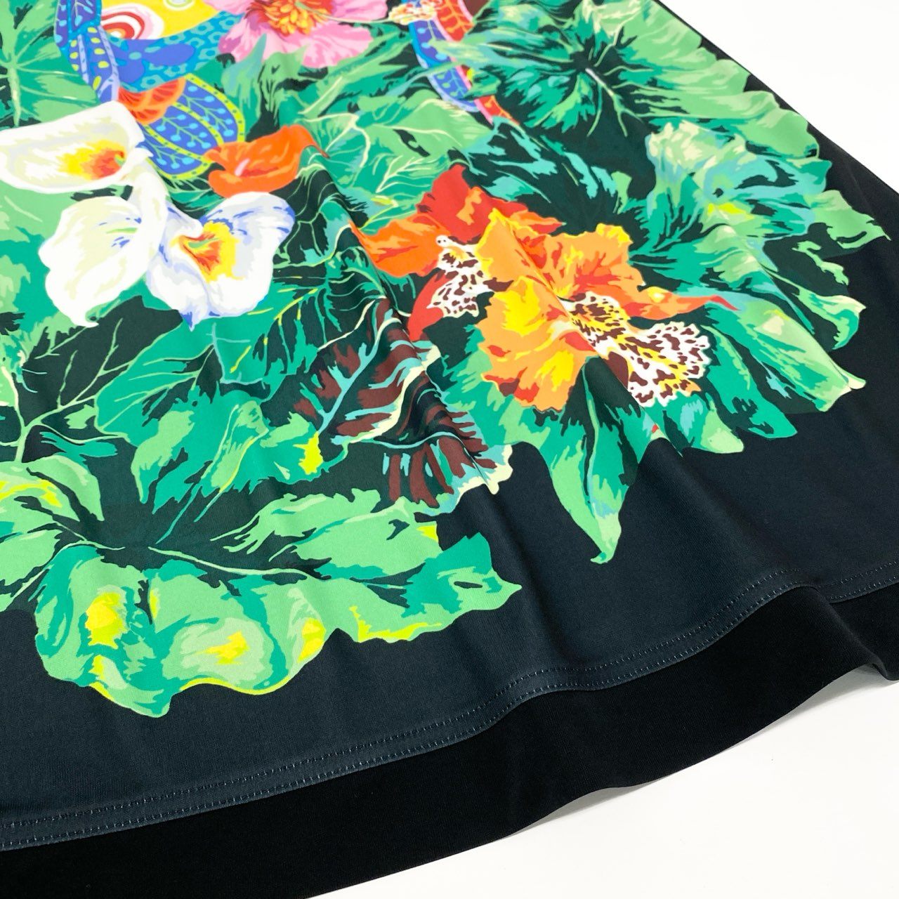 26k27 《美品》 TOKUKO 1er VOL トクコプルミエヴォル ノースリーブワンピース ボタニカル柄 鳥 花柄プリント レディース 女性用 9 ブラック マルチカラー ポリエステル100％u02t