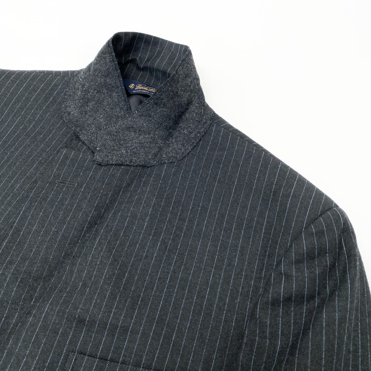 51Ⅼ2 Brooks Brothers ブルックスブラザーズ セットアップスーツ シングル 3B ストライプ柄 ウール混 メンズ 紳士服 ビジネス 40REG ブラックu02t