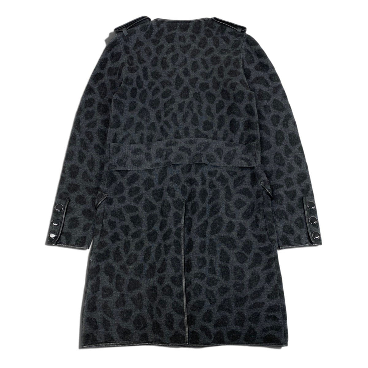 i25 【美品】3.1 Phillip Lim ロングコート ダブルボタン パイピング レオパード Sサイズ グレー ウール100％ レディース 女性用u02t