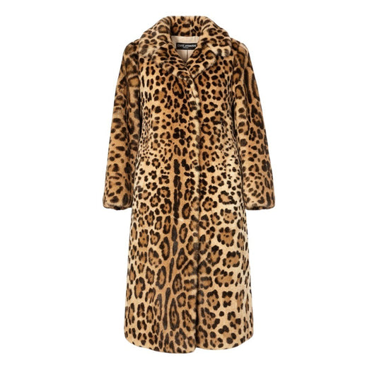 Ej26 【未使用タグ付】 定価1,632,400円 DOLCE＆GABBANA ドルチェアンドガッバーナ ファートリミングコート アニマル柄 F0H45FFUPNM1 サイズ38 ベージュ系 ゴート 山羊 レディースu02t