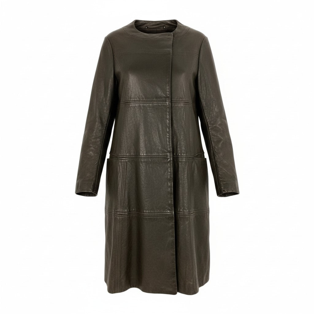 Ei20 MARNI マルニ 2009年 レザーコート ロングコート アウター 38 ブラウン 羊革 アーカイブu02t