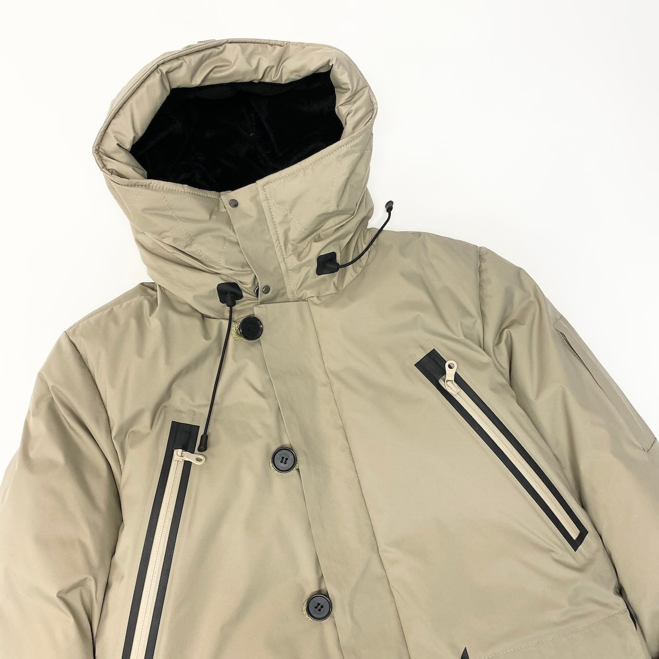 53c10 MINOTAUR ミノトール フーディーダウンジャケット ミリタリーダウン アウター Mサイズ ベージュ ナイロン100％ メンズ 男性用o07t