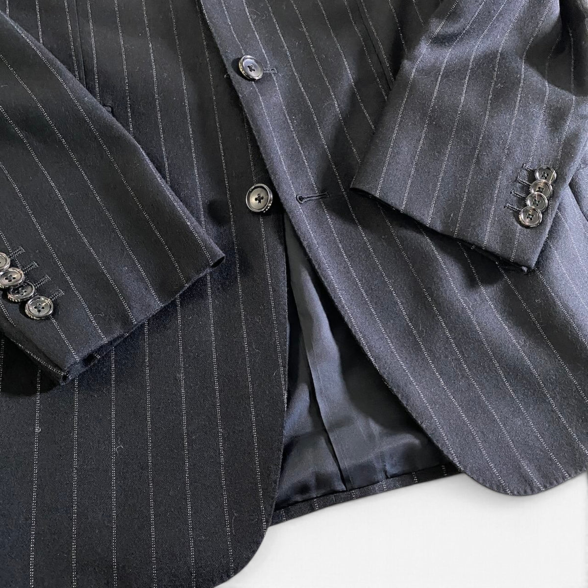 93j23 GUCCI グッチ フリーダ期 セットアップ シングルスーツ 3B ストライプ柄 サイズ46 ブラック ウール100 メンズ 紳士服o07t