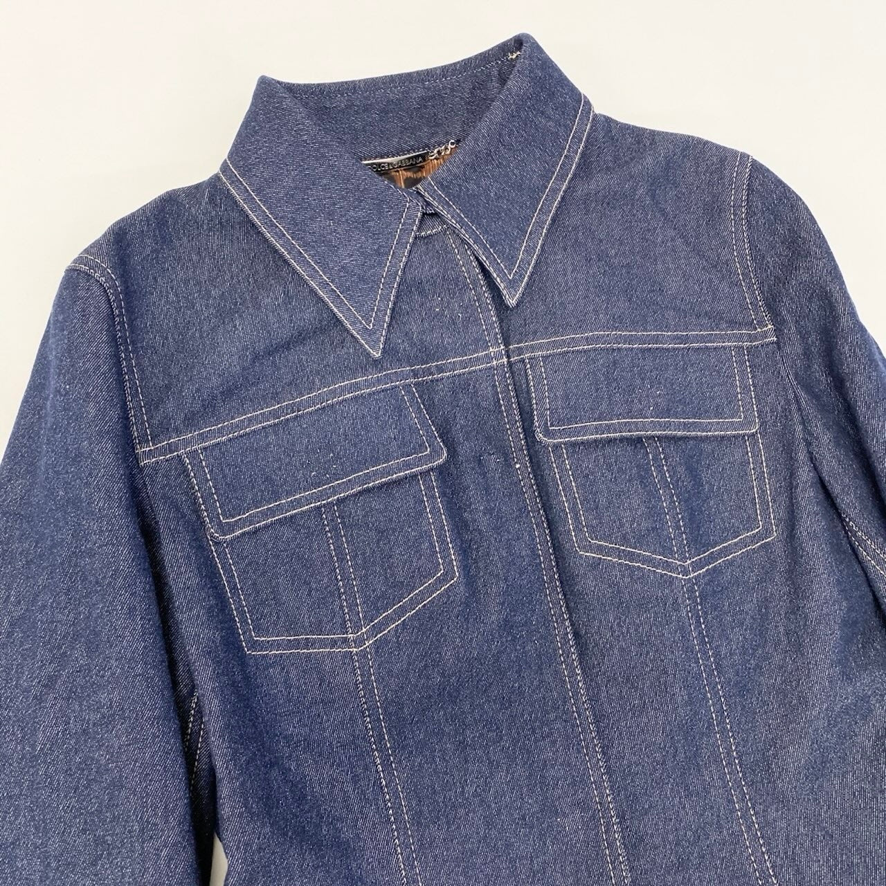 Ef9 DOLCE＆GABBANA デニムジャケット シャツジャケット レオパード イタリア製 38サイズ インディゴ レディース 女性用u02t