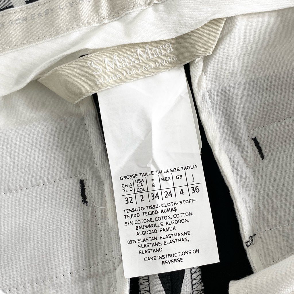 19h10 S Max Mara エス マックスマーラ ストレッチ テーパードパンツ 36 ブラック チェック柄 センタープレス モロッコ製