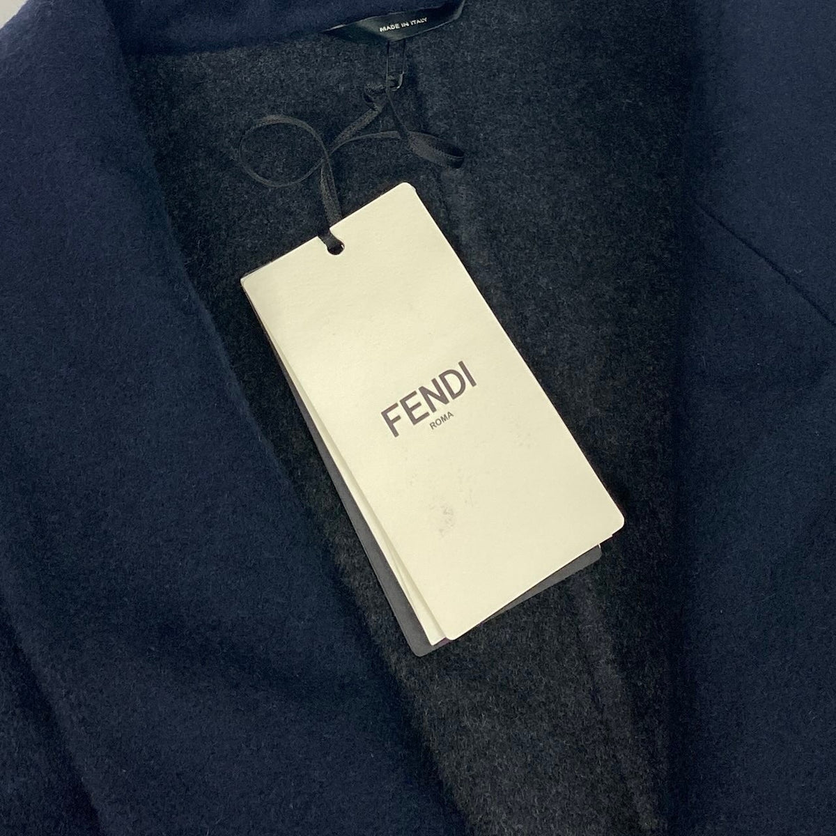 58i15 《極美品》 FENDI フェンディ チェスターコート カシミア ダブルフェイス 50 ネイビー カシミヤ100 メンズu02t