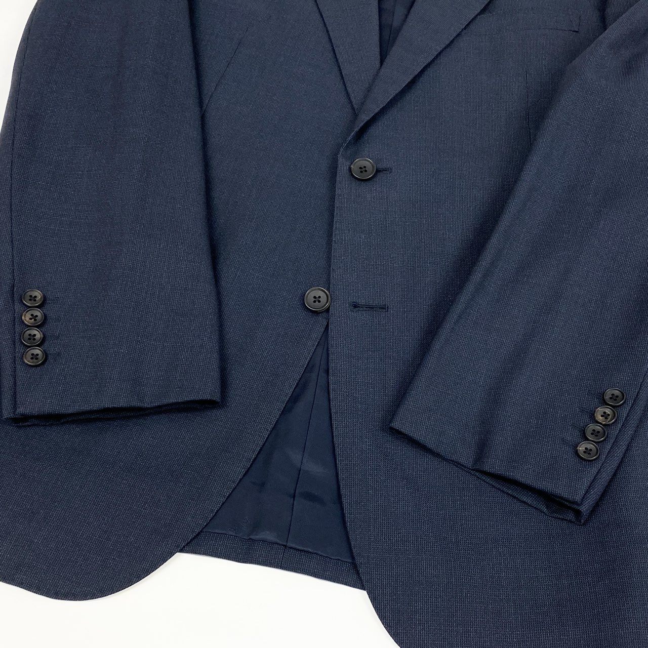 65a14 MACKINTOSH LONDON マッキントッシュ ロンドン シングルスーツ セットアップ 2B テーラードジャケット タックパンツ ビジネス フォーマル メンズ 紳士服 AB7 ネイビー ウール100％o07t