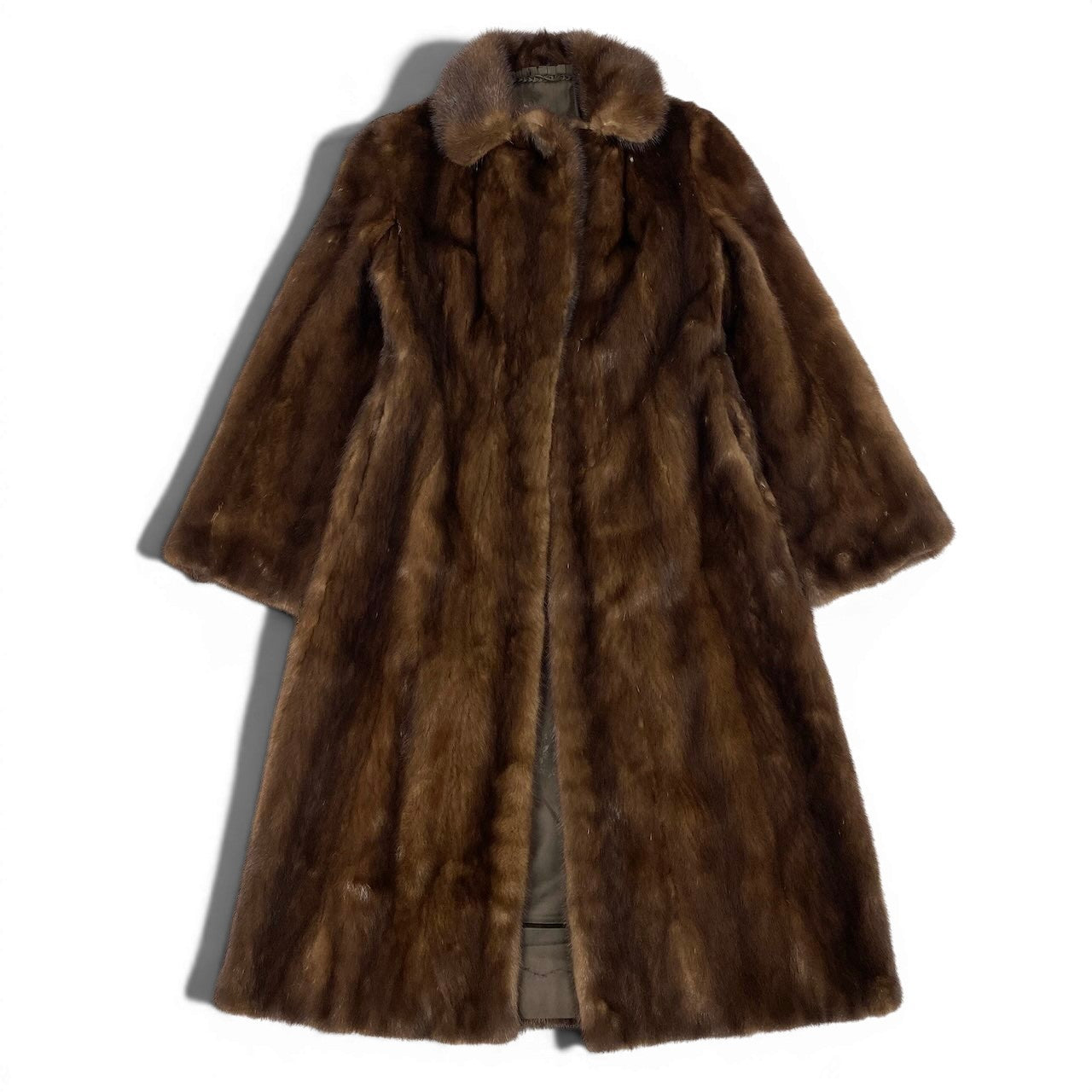 69e13 パステルミンク ロングコート サイズ9 ブラウン 本毛皮 Pastel Mink Fur Long Coat 毛質 毛並み◎t18r