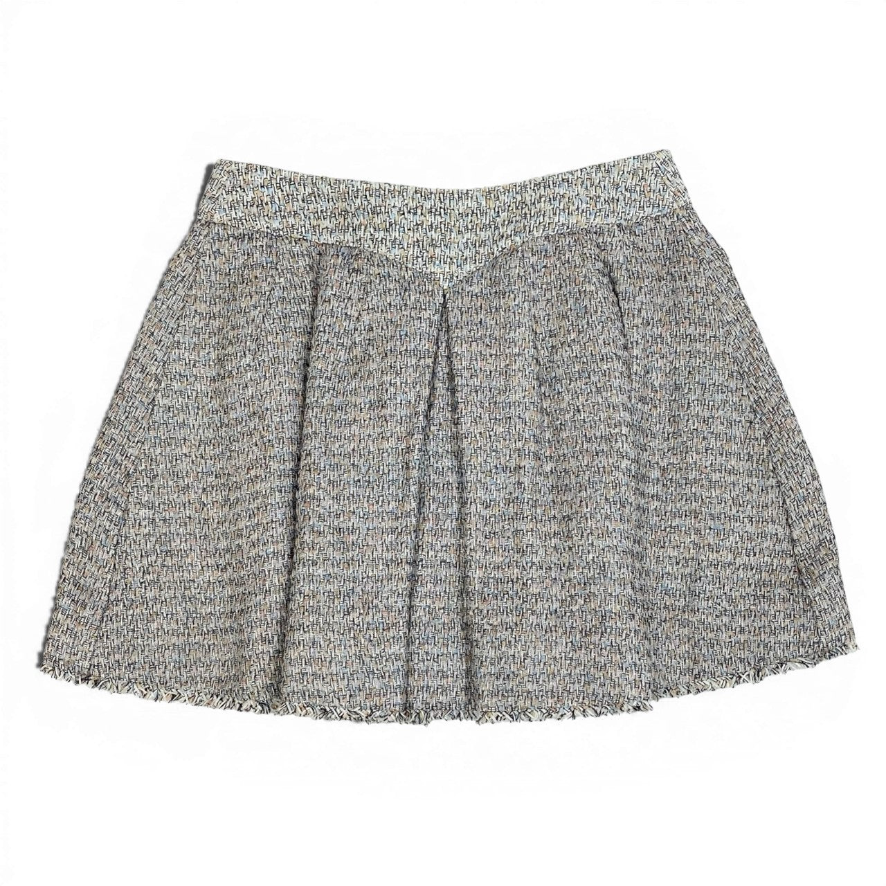 56a14 CHANEL シャネル 2011年 P40416 ２ポケット ココマークボタン ツイードスカート ミニスカート サイズ38 マルチカラー レディースta1