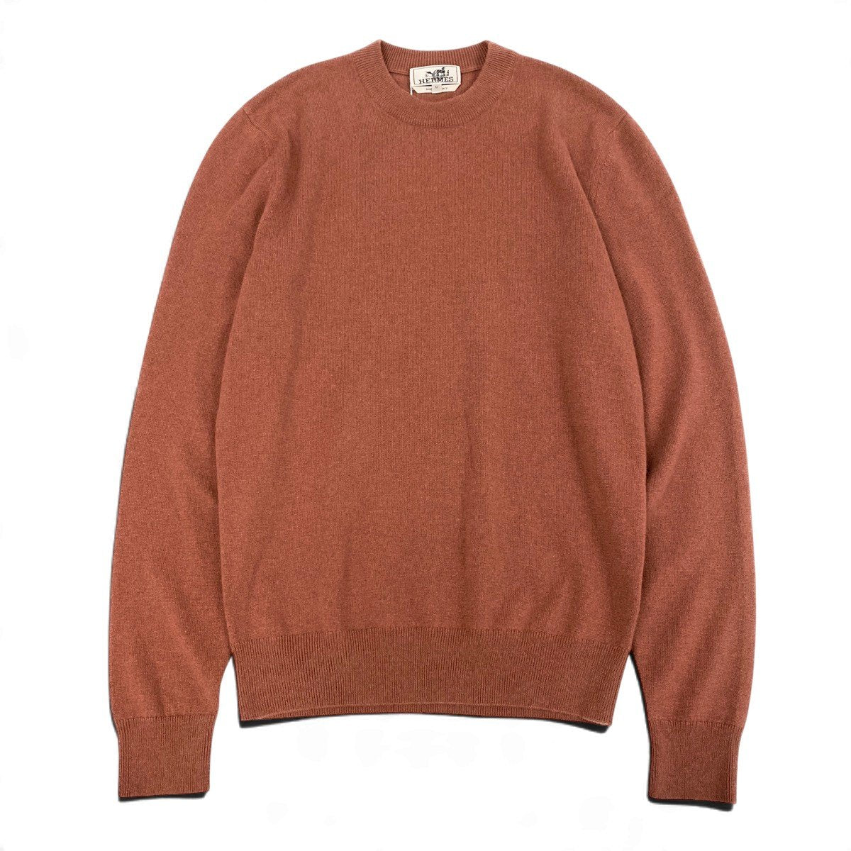 Mj13 【未使用タグ】 HERMES エルメス マイヨン シェーヌ ダンクル クルーネックセーター サイズM ブラウン系 カシミヤ100％ メンズu02t