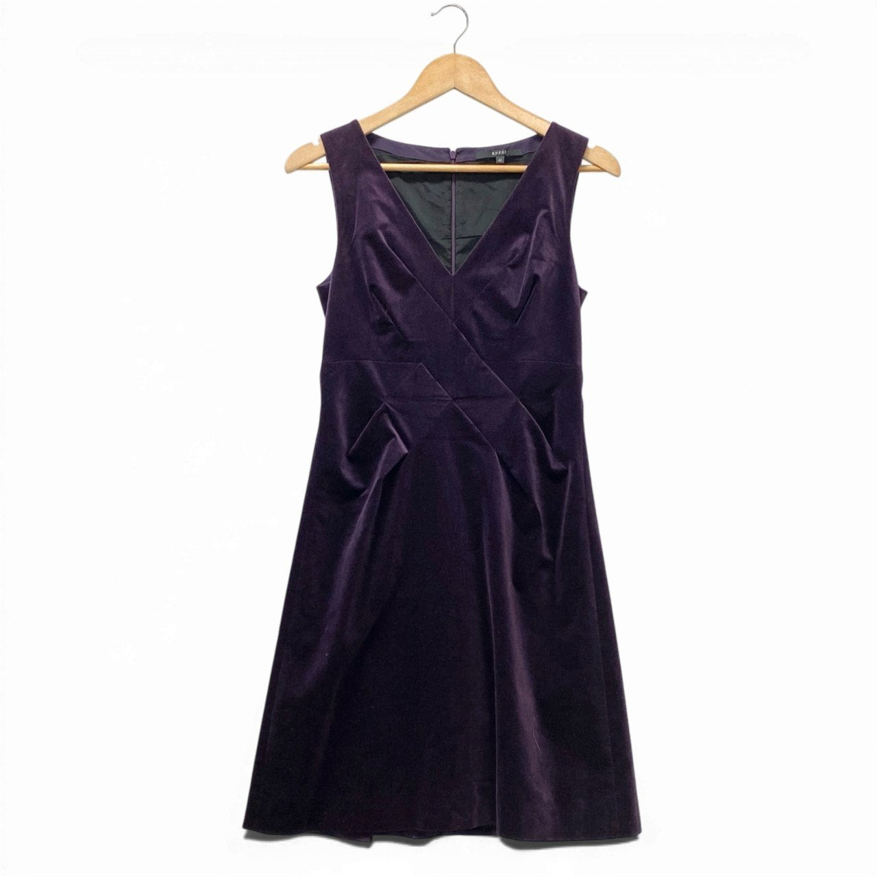 19b13 【美品】GUCCI グッチ ベロアノースリーブドレスワンピース Vネック 膝丈ワンピース 42サイズ パープル レディース 女性用u02t