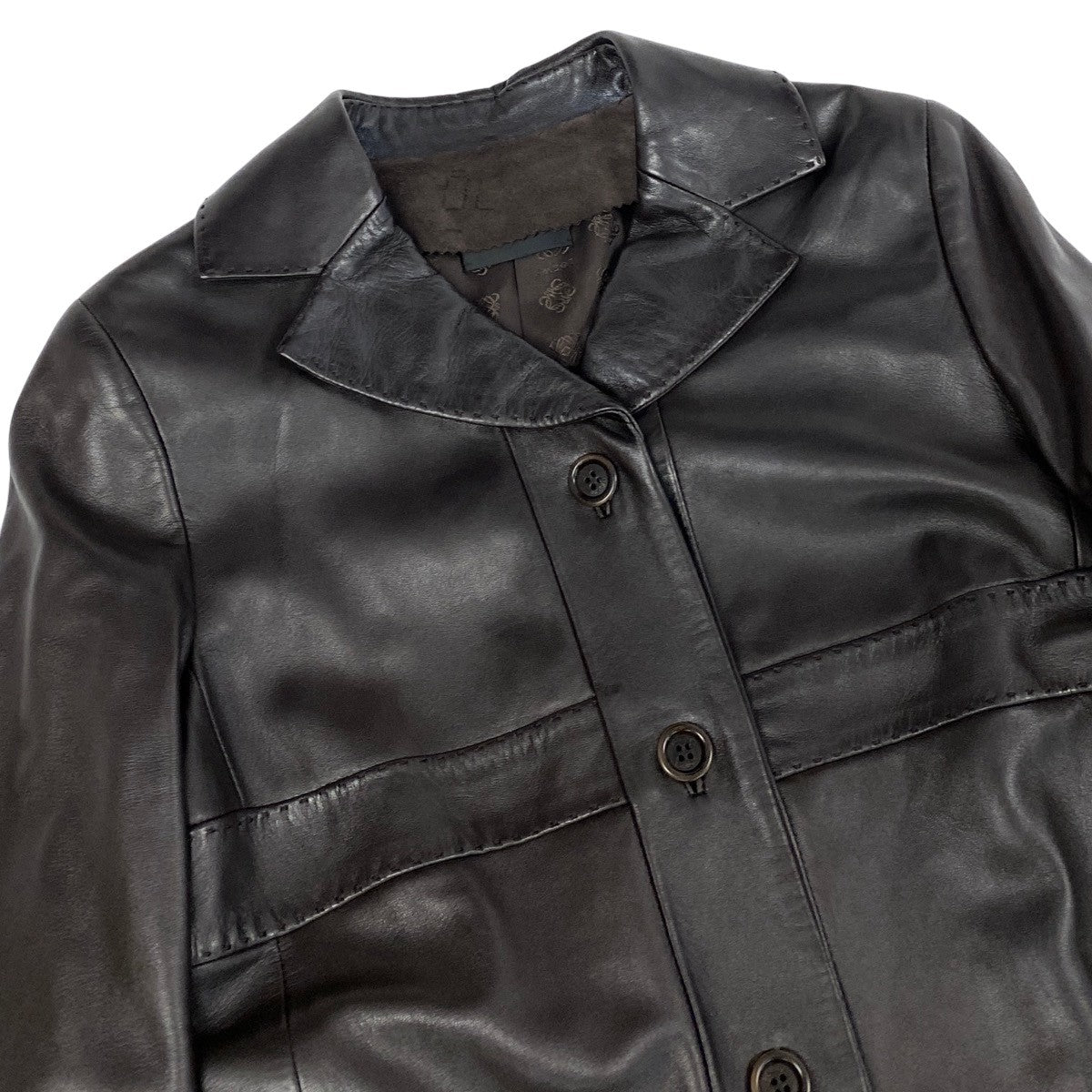 Ej19 【美品】 LOEWE ロエベ ナッパレザー ジャケットコート 裏地アナグラム 36 ダークブラウン 羊革 レディースu02t