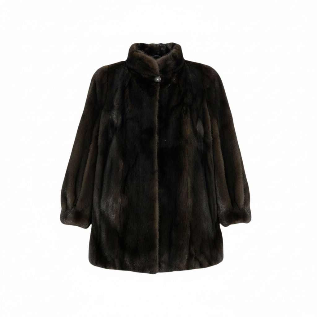 33l14 jindo マホガニーミンク ロングコート サイズ16号 ブラウン 本毛皮 MINK FUR ポケット有 毛質◎t18r