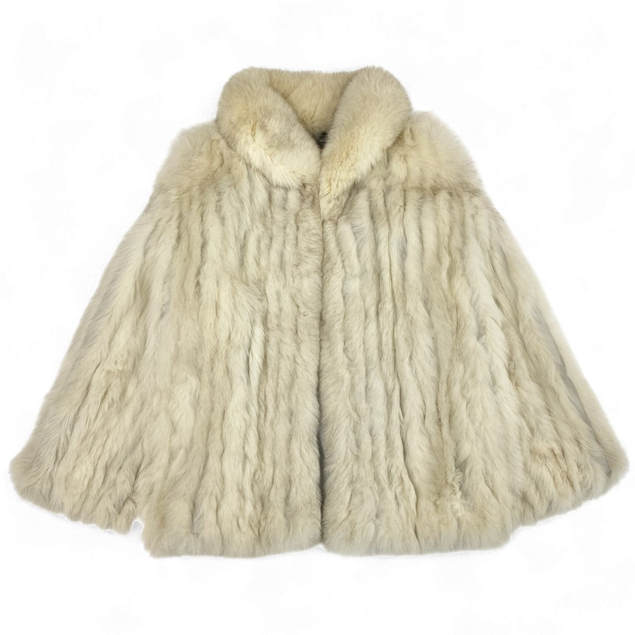 49k19 SAGA FOX サガフォックス 銀サガ ブルーフォックス ファーコート 13 ホワイト 本毛皮 FOX FUR リアルファーt18r