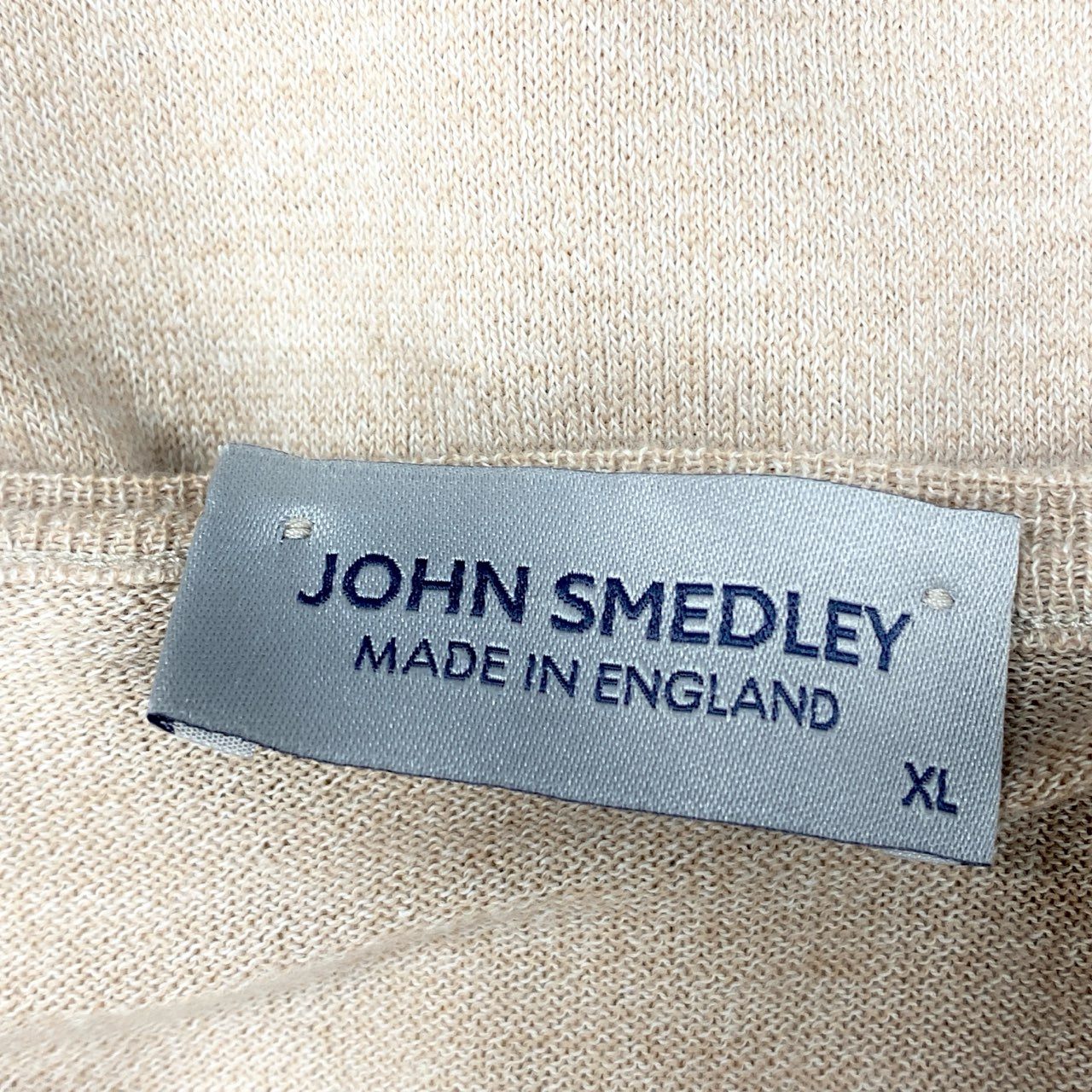 6b17 JOHN SMEDLEY ジョンスメドレー Vネックニットセーター コットンウール イギリス製 XLサイズ ベージュ メンズ 男性用u02t