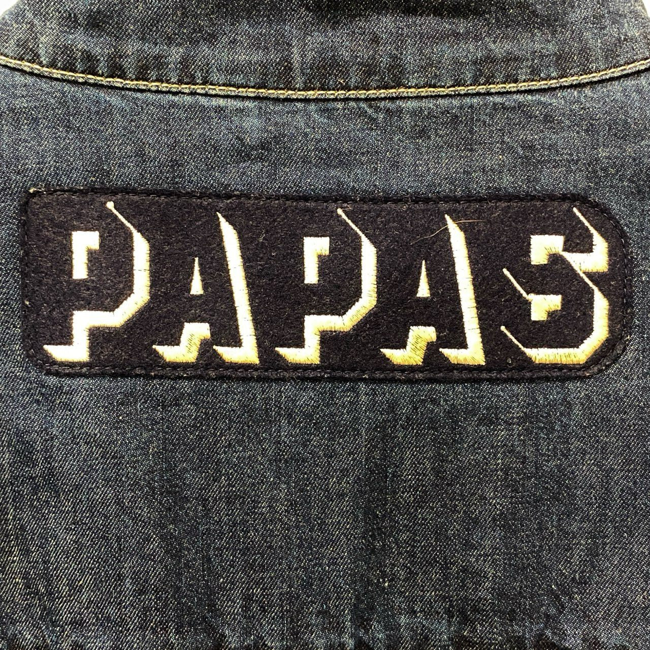 74c13 Papas パパス デニムブルゾン デニムジャケット ライトアウター S インディゴブルー コットン メンズu02t