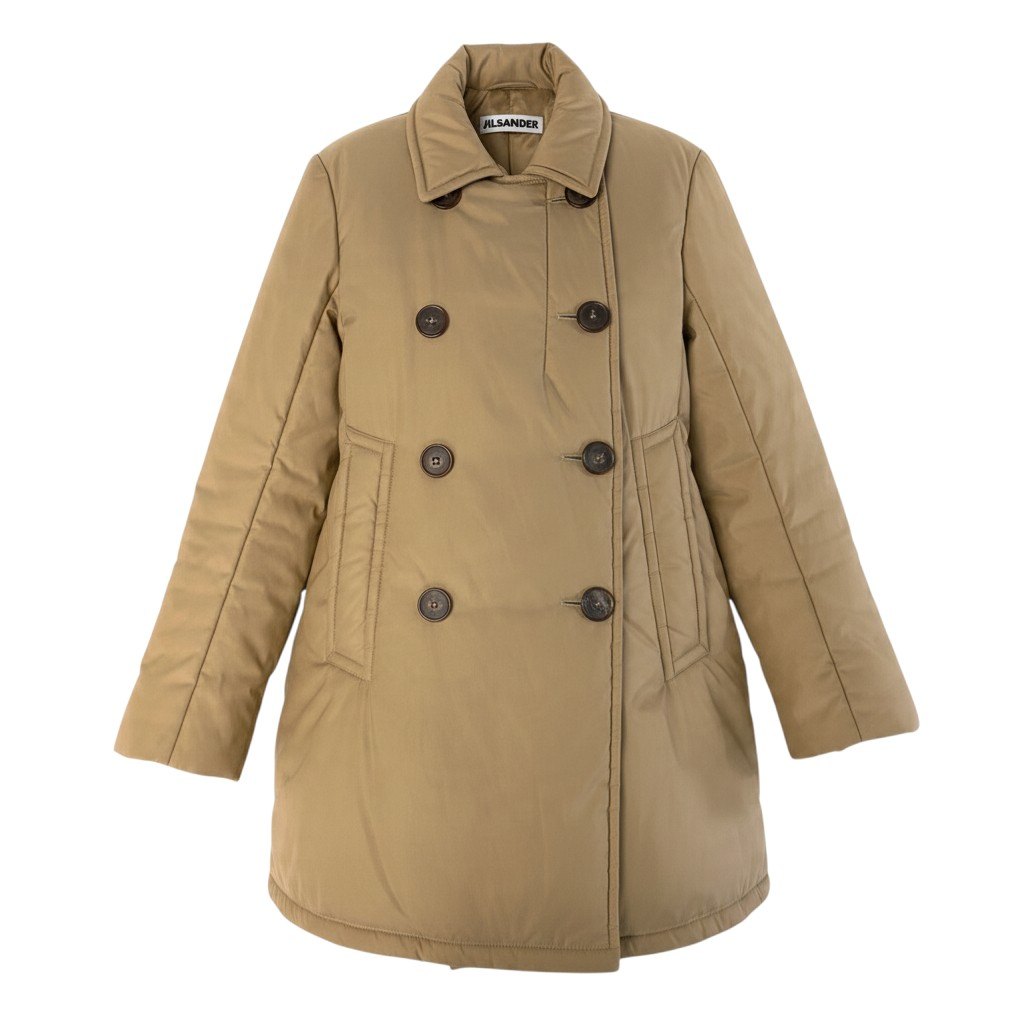 j26 【美品】JILSANDER パファーコート ダブルブレスト 中綿コート 38サイズ ベージュ ポリエステル100％ レディース 女性用k02i
