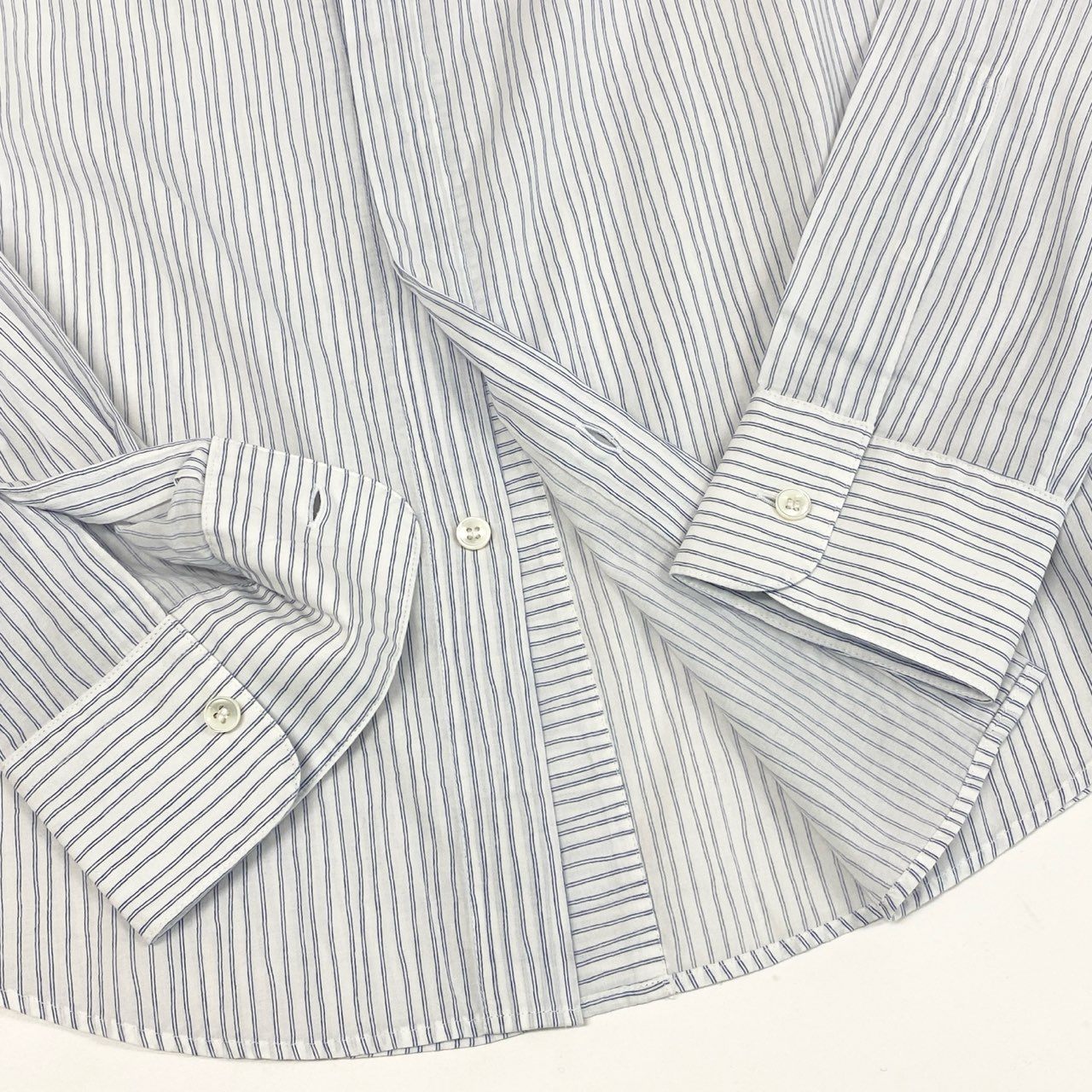 84i10《未使用保管品》 タグ付 Maison Margiela メゾンマルジェラ ストライプ 長袖シャツ ロングスリーブ S50DL0195 46 ホワイト ブルー コットン メンズk02i