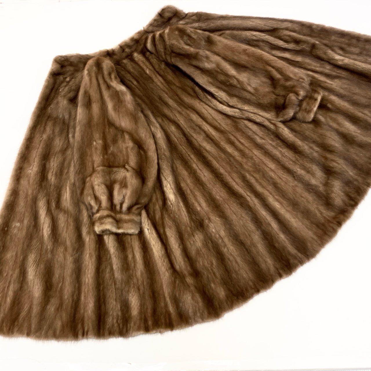 32k28 FOND MOON BAT ムーンバット パステルミンク ロングコート 着丈97cm F 茶系 本毛皮 MINK FUR リアルファーt18r