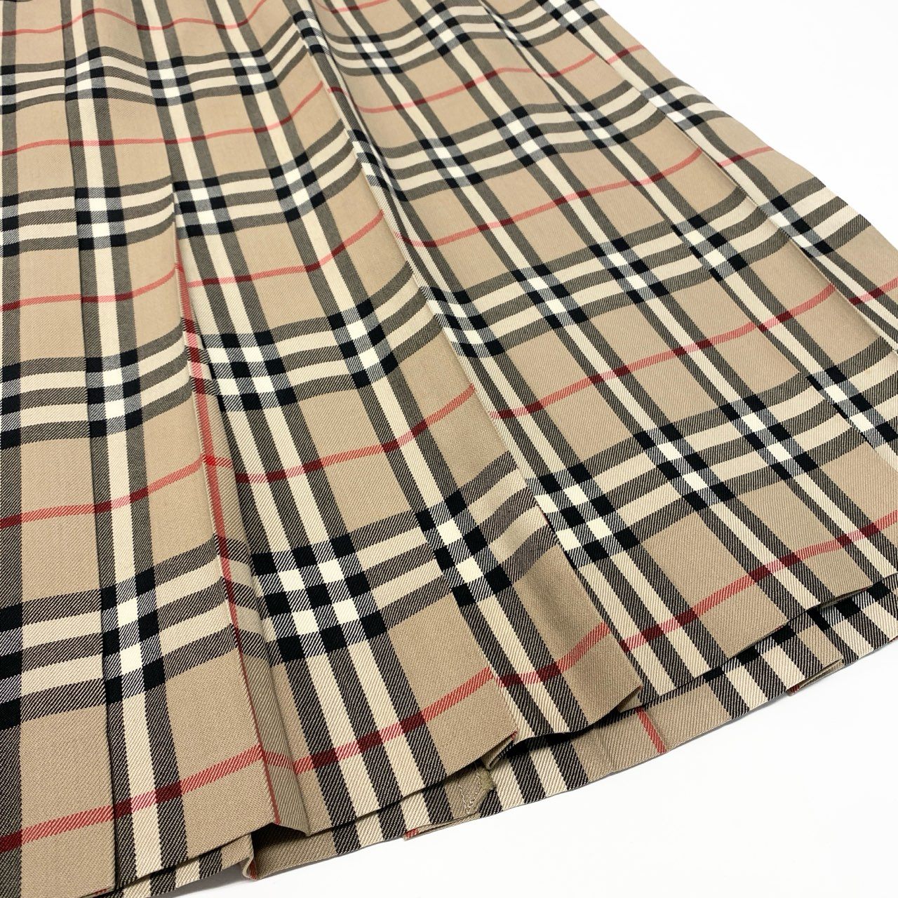 53b22 Vintage Burberrys バーバリーズ ヴィンテージ ノバチェック フレアスカート タックプリーツ 11 ベージュ系 ウール レディースu02t