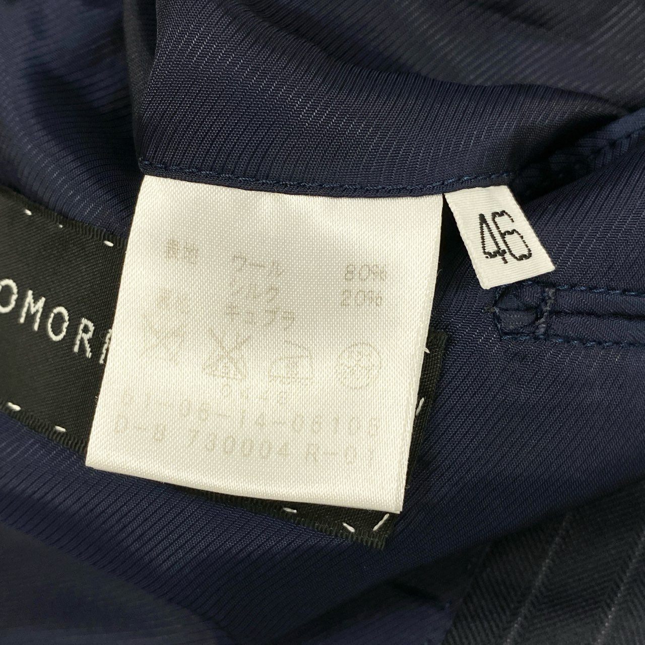 37L22 TOMORROWLAND トゥモローランド ロロピアーナ生地 シングルスーツ セットアップ テーラードジャケット スラックス 46 ネイビー ストライプ ウールシルク メンズ 紳士服u02t