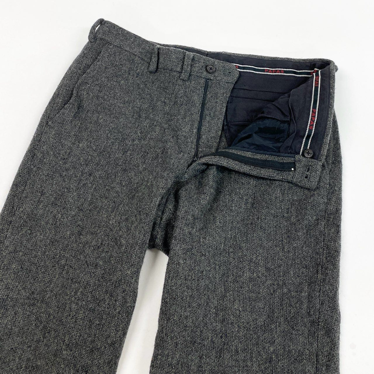 46L8 Papas パパス スラックスパンツ テーパードパンツ ボトムス フランネル生地 52 LL グレー ウール メンズu02t