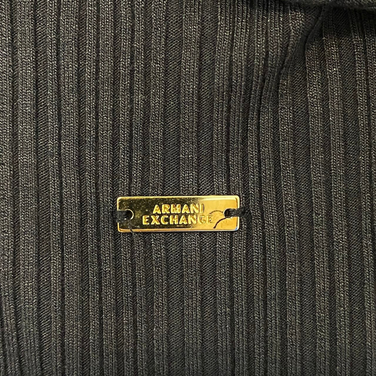 20j22 ARMANI EXCHANGE アルマーニエクスチェンジ シャーリング加工 長袖ワンピース ロングスリーブ ドレス ロゴプレート XS ネイビー レディースo07t