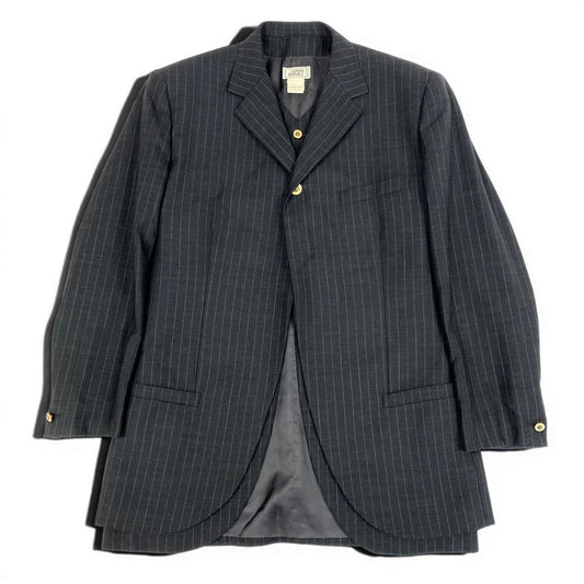 60e1 GIANNI VERSACE ジャンニ ヴェルサーチ テーラードジャケット ジレ セット ストライプ イタリア製 48サイズ グレー系 メンズ 男性用u02t