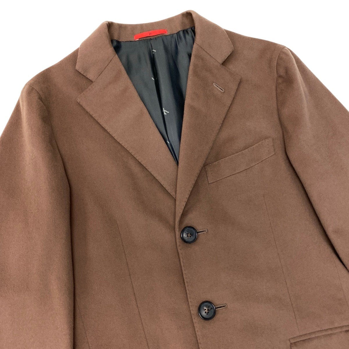 86g15《美品》 ISAIA イザイア 本切羽 ウールチェスターコート サイズ46 キャメルブラウン 最高級 ビジネスt18r