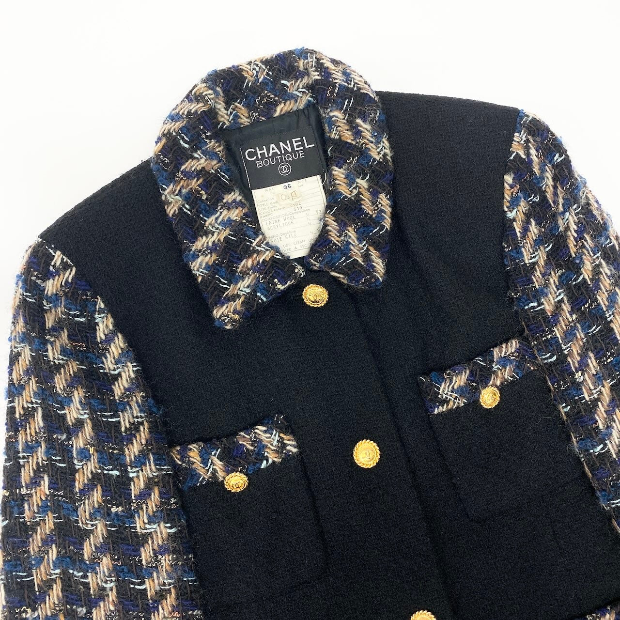 C CHANEL シャネル ヴィンテージ 90S ツイードスカートセットアップ ジャケット スカート ココマーク 金ボタン 20662 36サイズ ブラック レディース 女性用nu1