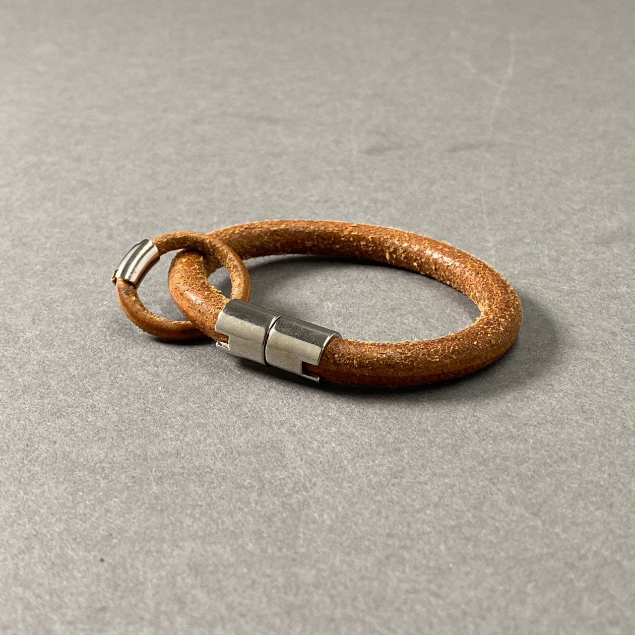 19f23 【2点セット】 HERMES エルメス ブレスレット × リング ブラウン レザー Leather Bracelet Ring アクセサリー バングル