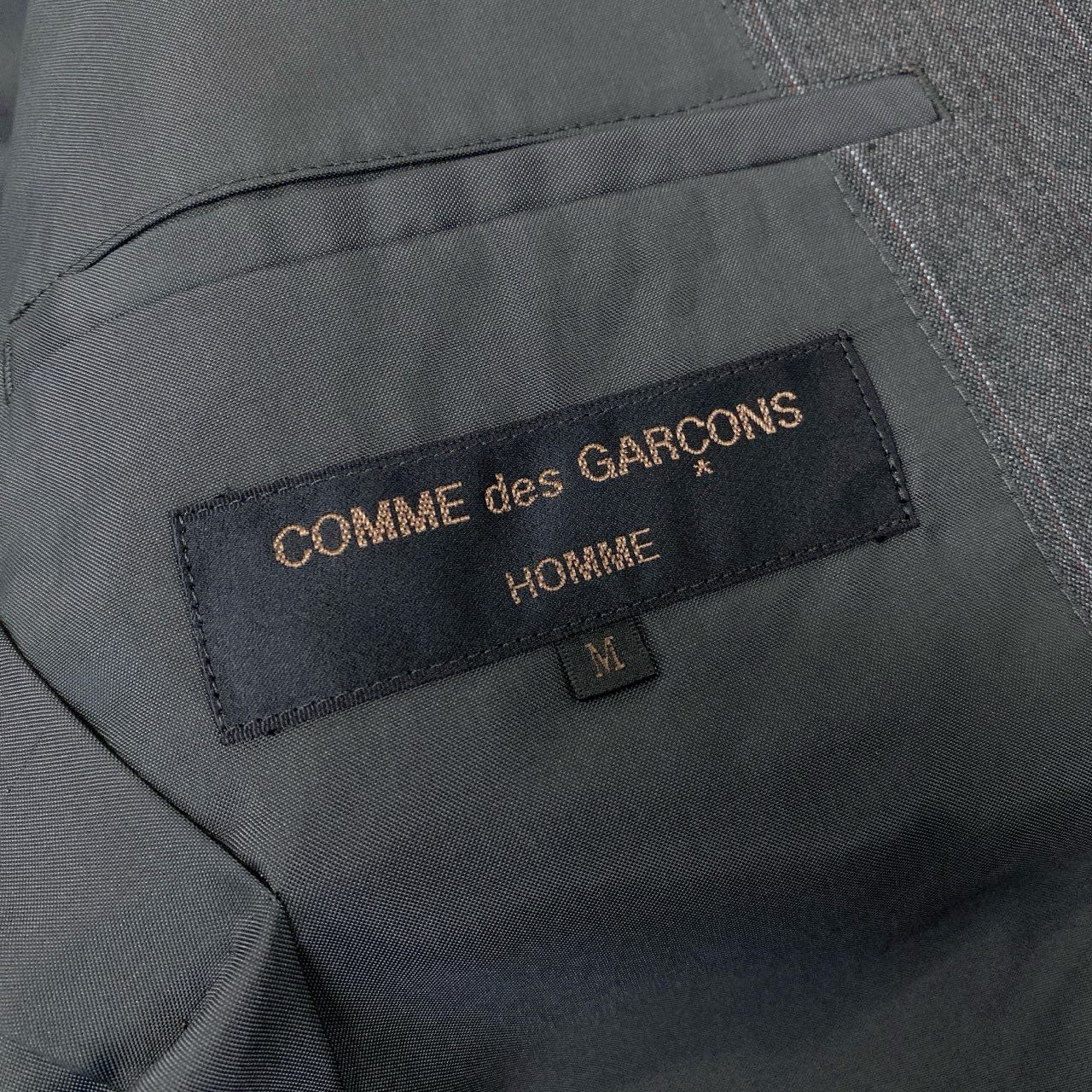 6k1 COMME des GARCONS HOMME コムデギャルソンオム 田中オム セットアップスーツ ストライプスーツ ダブルブレスト 背抜き フォーマル メンズ 紳士服 AD1992  M グレー ウール100％o07t