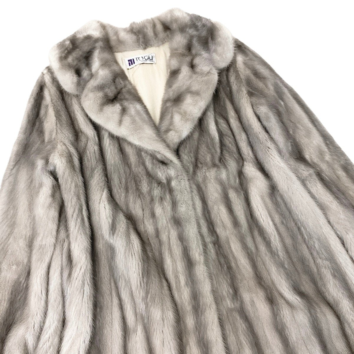 2h8 サファイアミンク 超ロングコート 丈112cm サイズF シルバーグレー 本毛皮 Sapphire Mink Fur Long Coatt18r