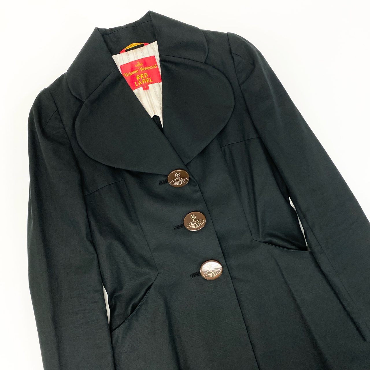 55L23 【Vintage】Vivienne Westwood RED LABEL ヴィヴィアンウエストウッド レッドレーベル ラブコート サイズ1 ブラック レディース コートk02i